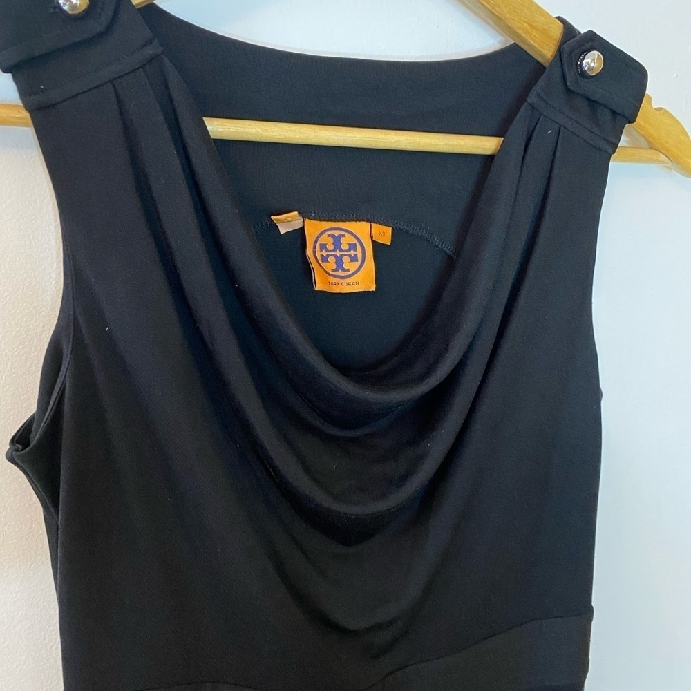 Tory Burch Cowl Front Button Shoulder Sleeveless Dress - Picture 8 of 9
